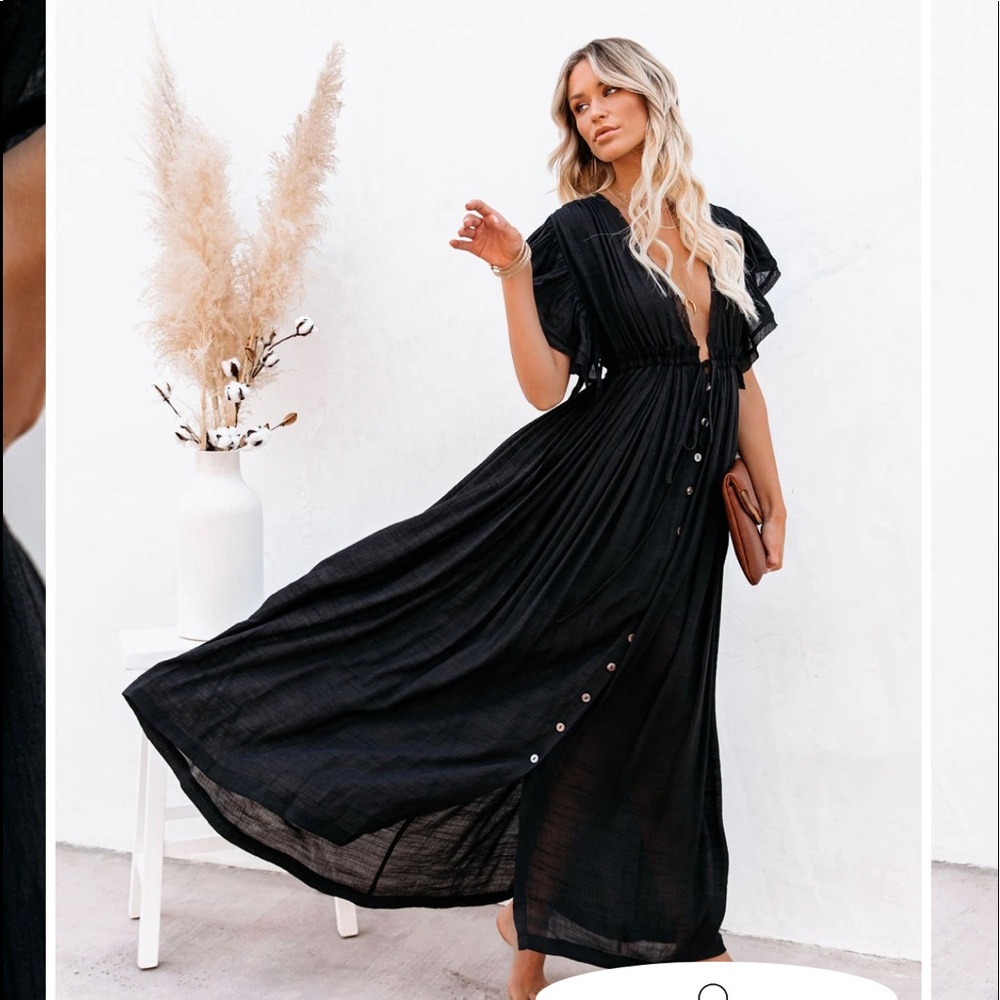 Vici- Jaclyn Pocketed Button Down Maxi Dress
